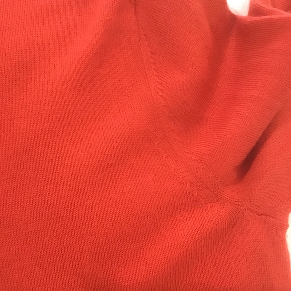 Banana Republic Factory Orangey Red Merino Wool V Neck Sweater, Size L - Picture 9 of 13